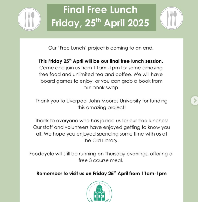 Final free lunch session tomorrow